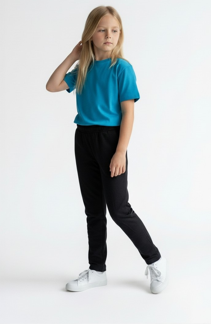 Black Knit Trouser for Kids front view