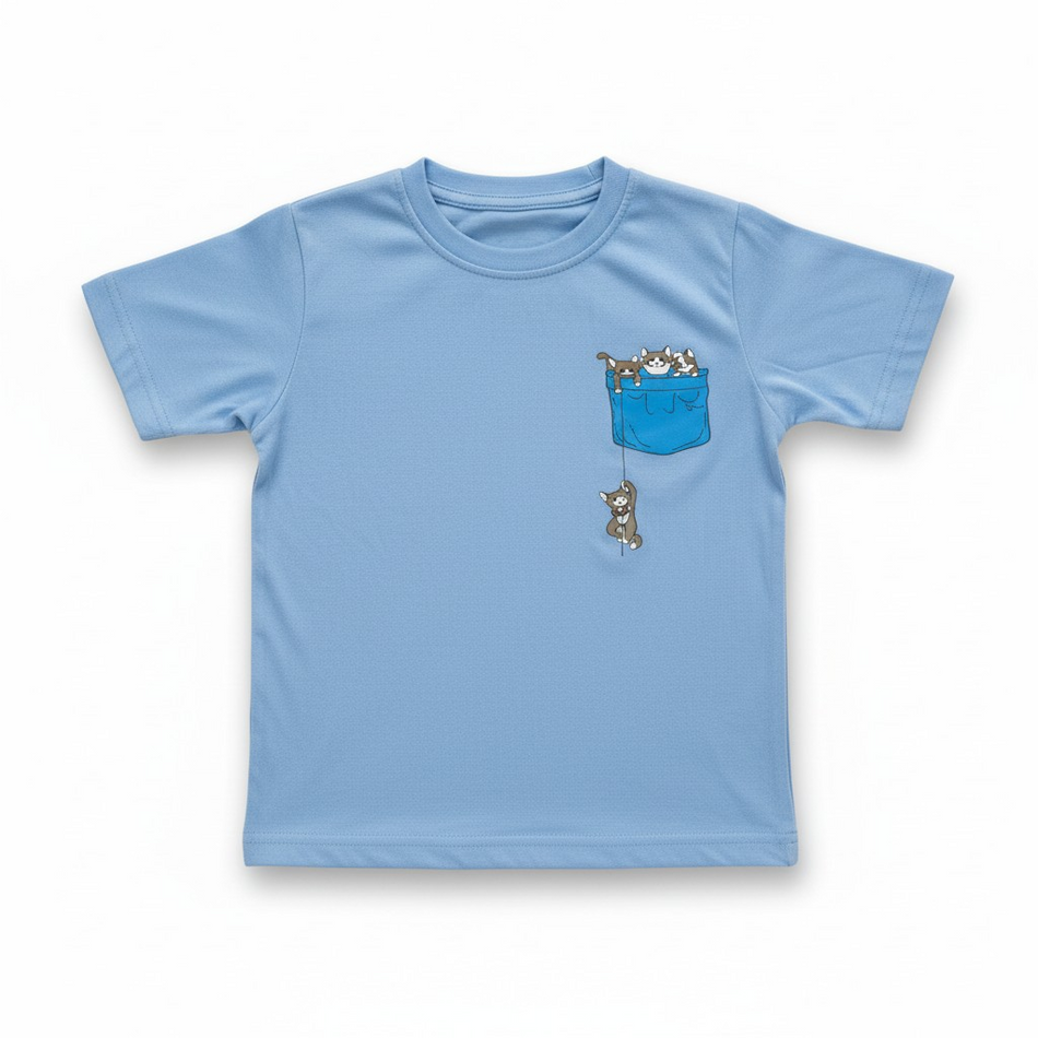 Blue Pocket Printed T-Shirt