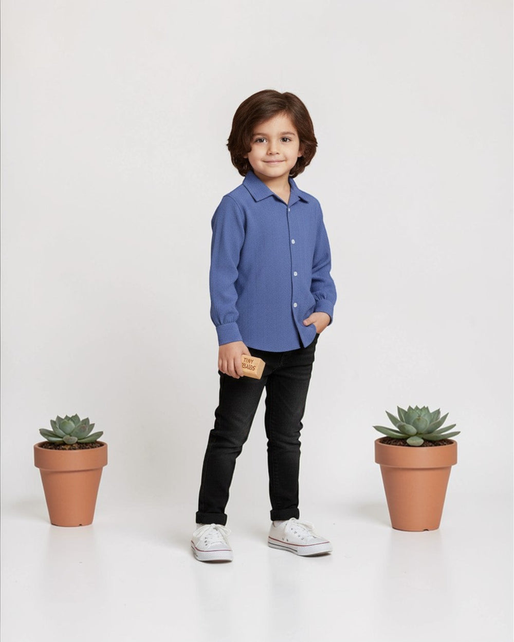 Blue Pop Shirt for Boys front view