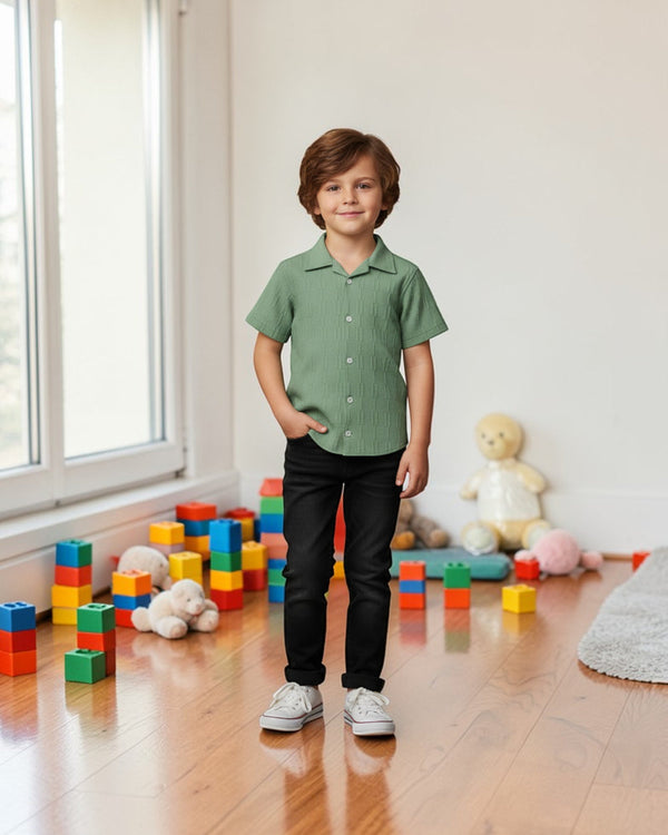 Green Pop Shirt for Boys front view