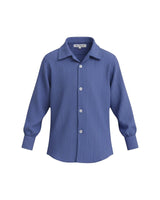 Tiny Threads blue textured long-sleeve button-down shirt for boys, perfect for casual wear.